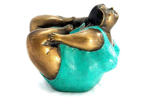 Excellent Casting Bronze Yoga Fat Lady Sculpture for sale