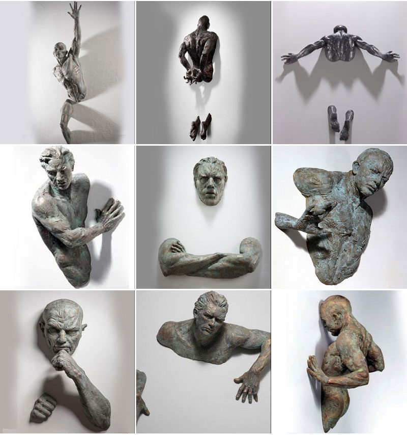 Modern Bronze Wall Statue Sculpture