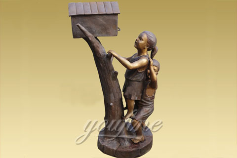 Outdoor Bronze mailbox sculpture with kids  sculptures for sale