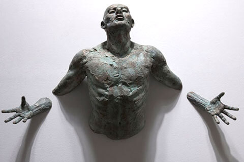 Life size abstract wall art sculpture bronze matteo pugliese sculpture for sale BOKK-110