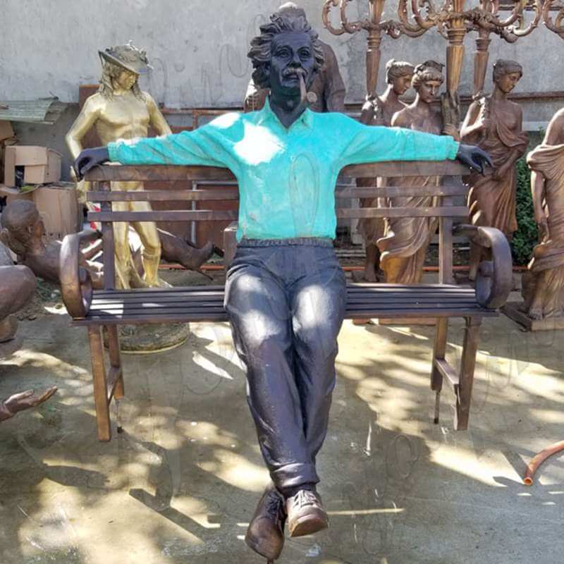 Life Size Customized Made Famous Figure Bronze Einstein Statue Sitting on the Chair