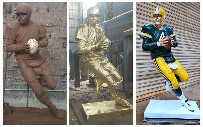 Life Size Custom Made Bronze Football Man Sculpture for Sale