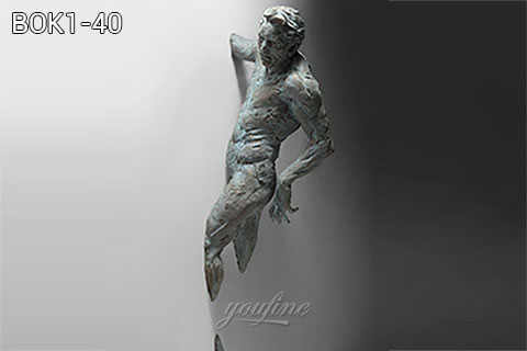 Bronze-Statue-Emerging-From-Walls----Matteo-Pugliese-Statue-For-Indoor-Decoration