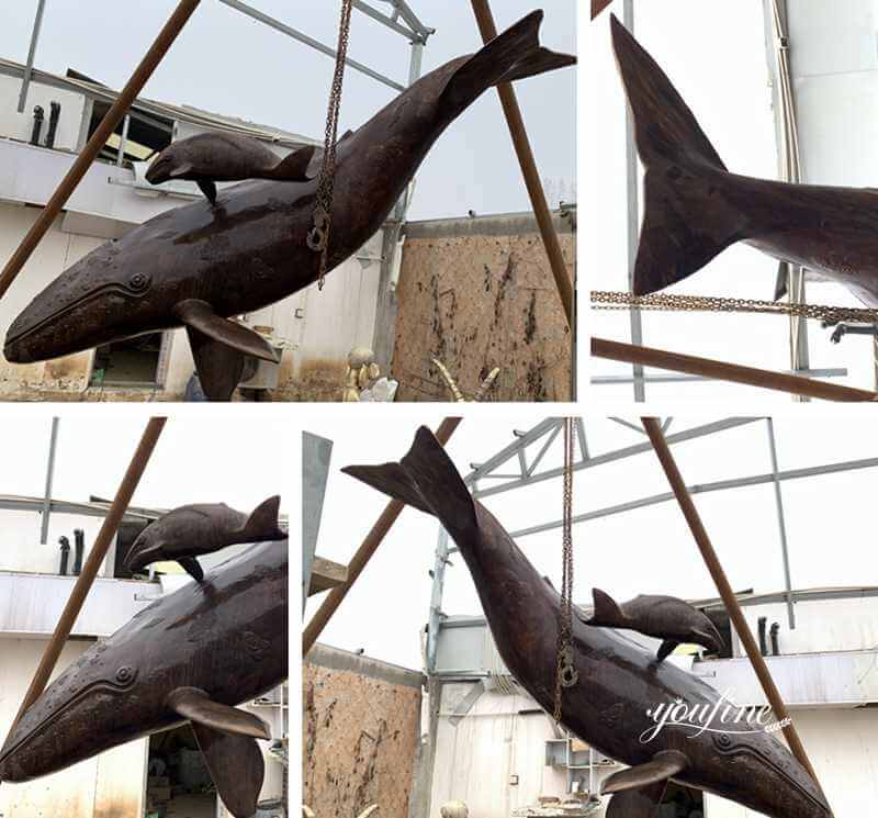 Bronze Mother and Baby Whale Sculpture for Outdoor Decoration