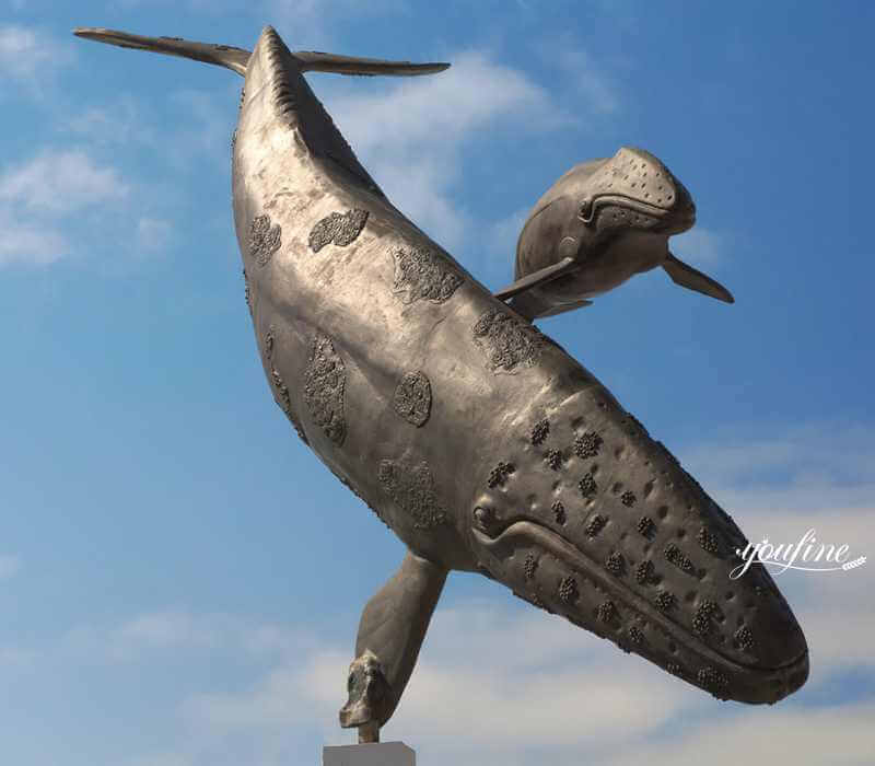 Bronze Mother and Baby Whale Sculpture for Outdoor