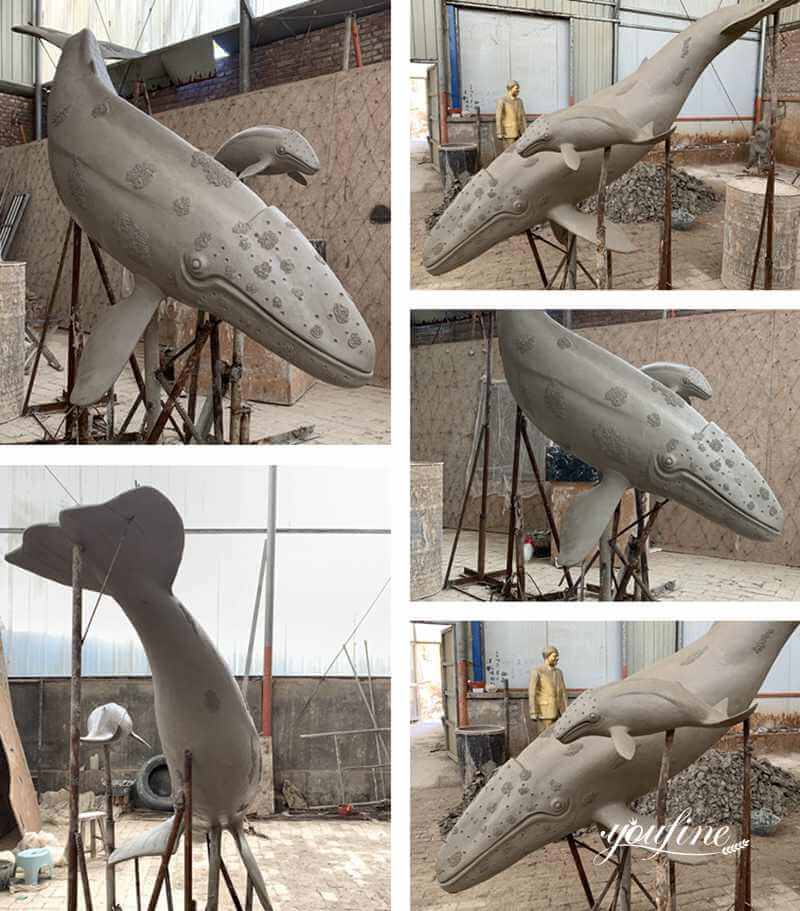Enormous Bronze Mother and Baby Whale Sculpture for Outdoor Decoration